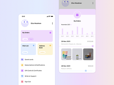 User Profile | Daily UI 006 dailyui design ios mobile mobile app mobileapp order list profile ui user user profile заказ мобильное приложение мобильный дизайн приложение профиль