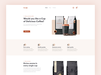 Roasted coffee beans shop ui animation clean coffee coffee bean coffee shop design graphic design landing page minimal motion graphics online responsive design roasted coffee shop single product template trendy design ui ux web design website