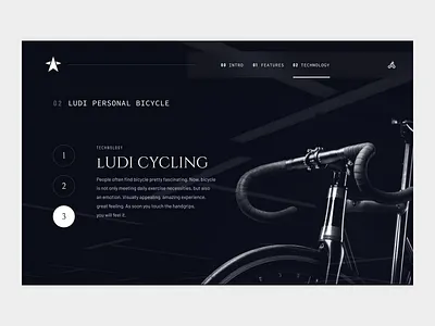 Ludi Bicycle Landing Concept bicycle dark ui design hero home homepage landing landing page landingpage pixel navy product slider ui uiux user experience user interface uxui visual design web design web ui