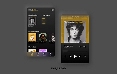 Music Player - DailyUI::009 009 albums app dailyui design figma hi fi music app musicplayer records screens songs ui ux web