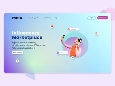Influencers Marketplace Landing Page creative design figma illustration ui ui design ux ux design web design web development webapp website design