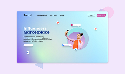 Influencers Marketplace Landing Page creative design figma illustration ui ui design ux ux design web design web development webapp website design