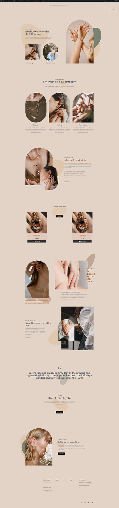 Mockup for feminine jewelry site websitebuilder