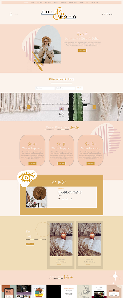 Bold and Boho Feminine Website Template For Small Business websitebuilder