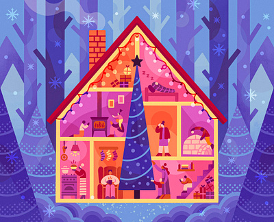 Pros & cons of Christmas at the cottage design graphic design illustration