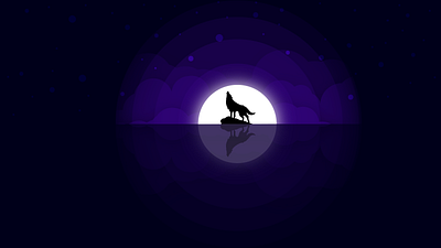 silhouette art fox graphic design graphic designer illustration light moon night sea silhouette sky stars vector
