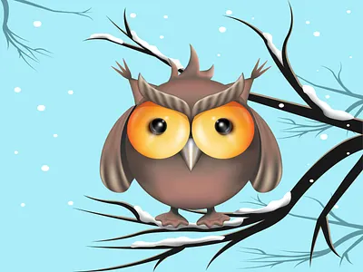 сова на ветке graphic design