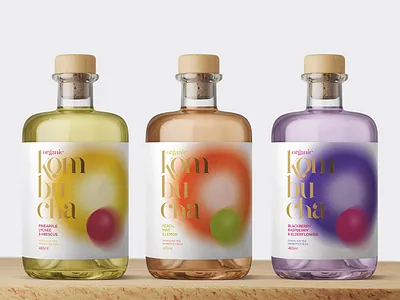 Organic Kombucha brand branding color design logo packaging packaging design