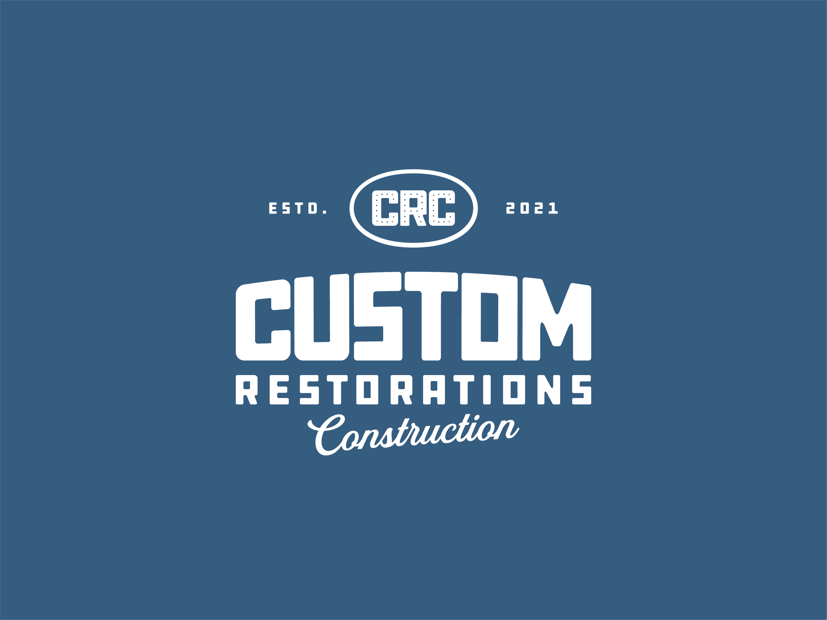Custom Restorations Construction Logo apparel badge brand branding construction design illustration logo logo design vector