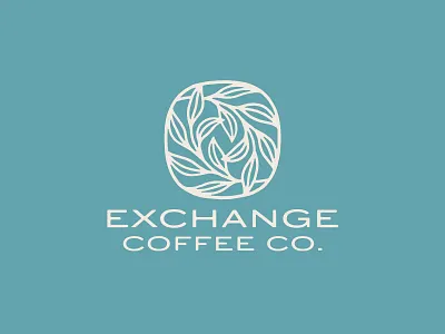 Exchange Coffee Co - Icon brand coffee design handmade icon illustration lettering logo mark plant wordmark