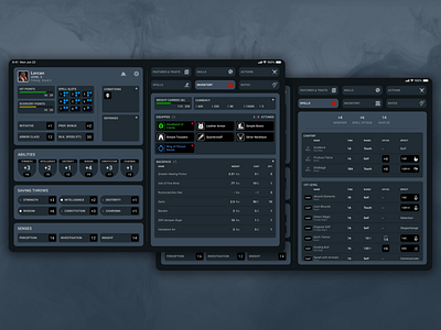 Digital Character Sheet Redesign app dashboard design ui