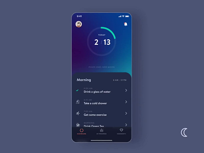 Kryo: Light mode/dark mode animation app gradients night mode product design sleep ui