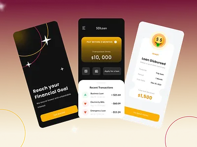 Fintech Loan Mobile Application blockchain branding design illustration inspiration landing page logo ui vector