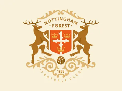 Nottingham Forest FC branding championship character coatofarms deer design emblem england flat football forest geometricart geometricillustration heraldy illustration logo nottinghamforest nottinghamforestfc vector