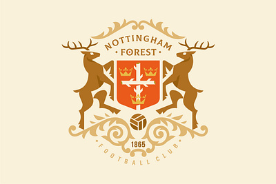 Nottingham Forest FC branding championship character coatofarms deer design emblem england flat football forest geometricart geometricillustration heraldy illustration logo nottinghamforest nottinghamforestfc vector