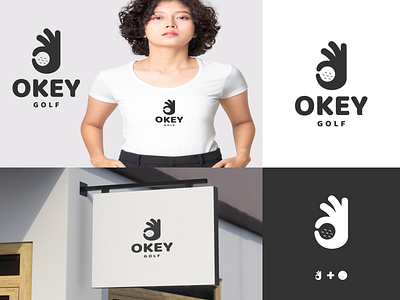 ok hand with golf ball app ball branding design golf hand icon illustration logo ok typography ui ux vector