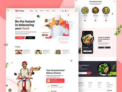 Hungry || Food Landing Page branding food food website foodlandingpage landingpage minimal product design restaurant website treanding uidesign uiux design webdesign