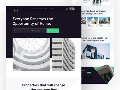 Real Estate Website Exploration branding design hellodribbble landing page landing page design landing page ui logo minimal real estate ui ui designer uiux website