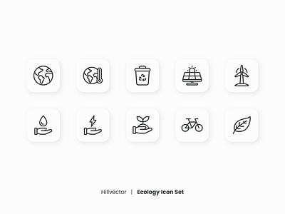 Ecology Icon Set | 2 climate change design earth ecology environment forest green green energy icon icon set line nature no plastic recycle save earth sustainable ui