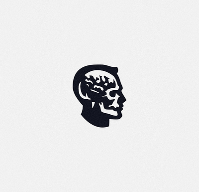 Dead inside brain logo man skull