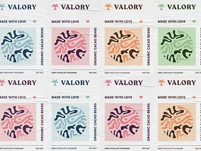 Valory Dark Chocolate - Posters brand design brand identity branding chocolate illustration logo logotype modern palm pattern poster trademark typography vector