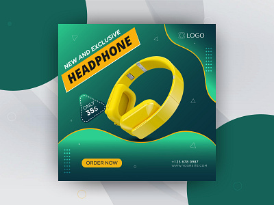 Headphone Sale Social Media Banner - Instagram Fashion Sale Post animation banner design discount facebook post graphic design headphone headset instagram post music offer post sale social media banner social media post vector