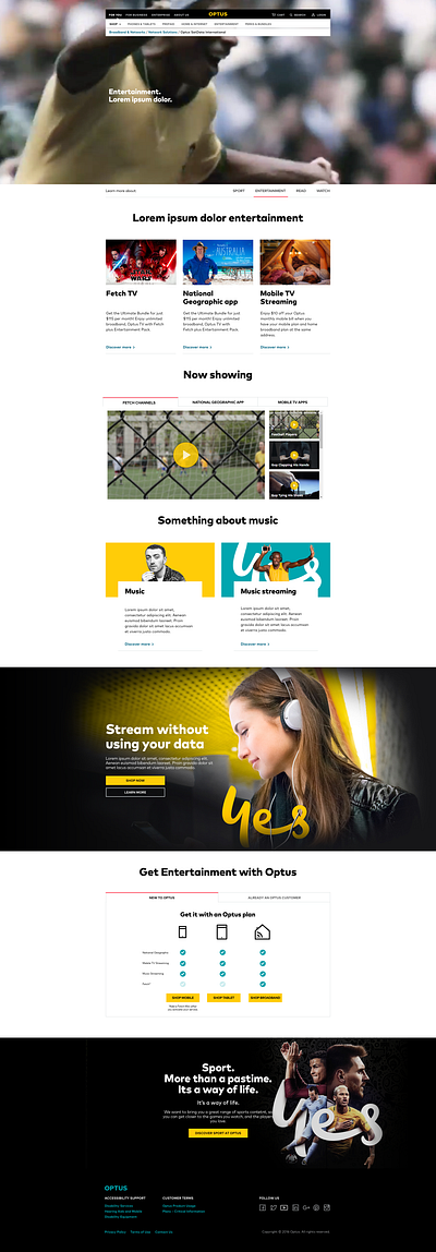 Optus Sport & Entertainment refresh for FIFA Worldcup 2018 creative human beings optus robin lee ui user interface design visual design