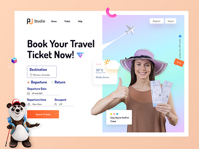 Ticket Booking Web UI Exploration 2021 trend agency landing page air ticket booking booking website eader exploration flight landing page online ticket popalar shot ticket app ticket booking tour website travel agency travel website trendy visual design