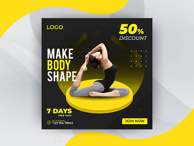 Social Media Banner | Instagram Post | Facebook Ads | Banner Ads ads banner design diet exercise facebook post fitness graphic design gym illustration instagram post post social media banner social media post sports trainer vector yoga