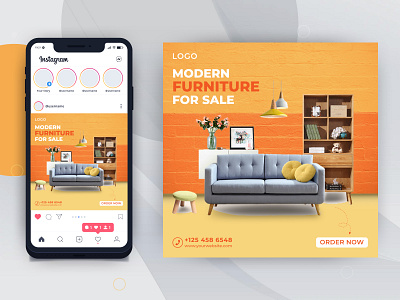 Furniture Sale Social Media Template ads advertising banner bed design discount facebook post furniture instagram post interior marketing offer post sale social media post sofa vector