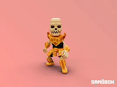 Skello the Skeleton in Gold Armor 3d 3dvoxel design gaming illustration lighttracer pixel sandbox skull thesandbox voxel