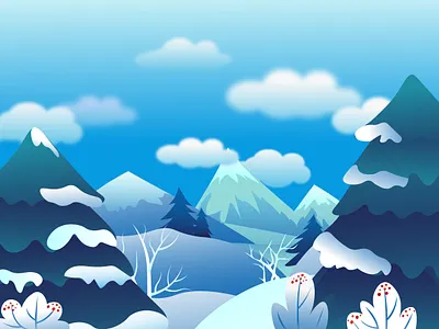 Snowy winter landscape adobe illustrator design flat happy illustration illustrator new year snow snowflakes winter