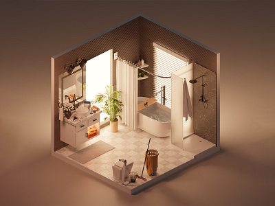 Fall in a tube 3d 3d illustration 3dart 3ddesign 3dmodeling 3drendering 3droom blender blender3d c4d cinema4d illustration interior isometric lowpoly render scene ui voxel