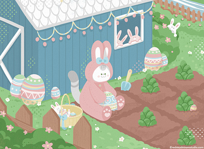 Cat Illustration: Easter bookillustration bunny cat easter easteregg holiday illustration illustrator