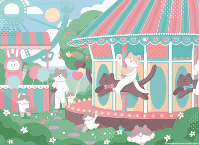 Cat Illustration: Children's Day amusementpark bookillustration cat childrensday holiday illustration illustrator