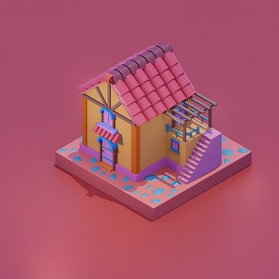 stylized 3d house 3d 3d art blender building gameart house house 3d illustration lowpoly render