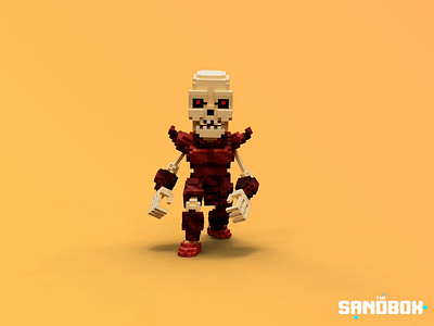 Skello the Skeleton in Blood Armor 3d 3dvoxel design lighttracer pixel sandbox skeleton