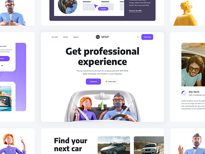 Car Rental Website book car booking car car landing page car rent car sharing clean illustration landing page minimal ren a car rent rental rental app renting a car sharing vehicle vehicle rent web design website