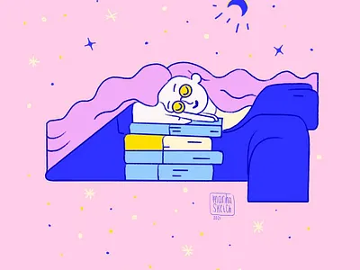Night reading art characterart characterdesign coloring design digitalart digitaldrawing digitalillustration drawing illustration ipadart pink procreateart