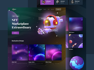 ONSPACE NFT Marketplace app apps astronout branding design ecommerce illustration landing page landingpage marketplace mobile nft planet space ui ux web website