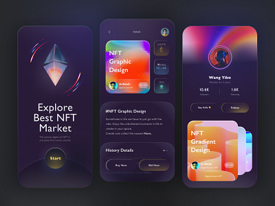 Nft App🔥 (onboarding+Profile+Details) 3d crypto crypto currency cryptoart details ethereum interface marketplace minimal nft nft app nft market nft platform product design profile token trending ui ux visual