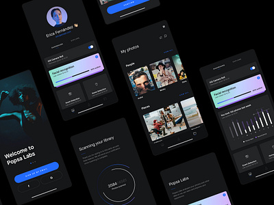 Popsa Labs app black branding dark mode dashboard data design design system infographics layout minimal product responsive technology typography ui visualisation