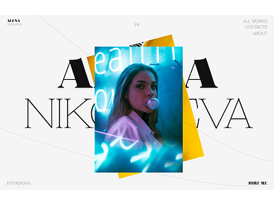 Alena Nikolaeva - photographer minimal photo photographer portfolio text typography ui web