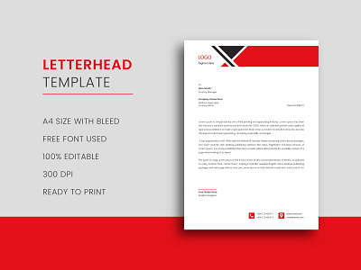 Letterhead With Red & Black Color a4 branding business corporate designeramin identity letterhead letterhead design letterheadtemplate logo minimal print template professional ready to print red