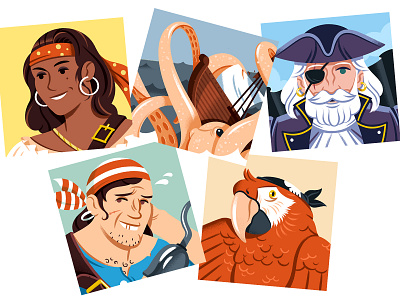 Good pirates! adventures character design illustration kraken parrot pirate reedsy writing