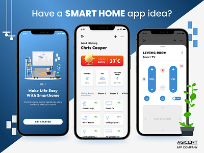 Smart Home App - Concept App UI agicent alexa amazon android app app design control create an app design google home home home automation ios app iot security smart living smart tech smarthome technology ui ux