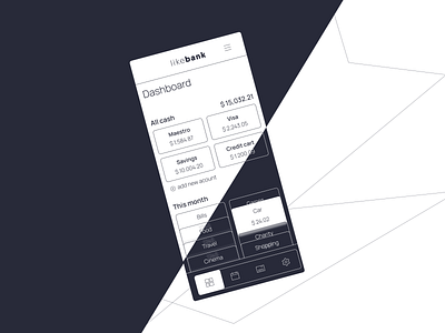 Black and white UI banking app bank dark duo duotones white
