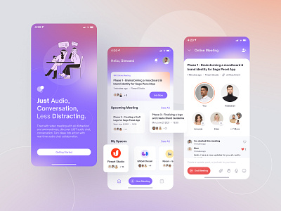 Audio Meeting iOs App app audio call clean fireart fireart studio ios meeting minimal ui ux