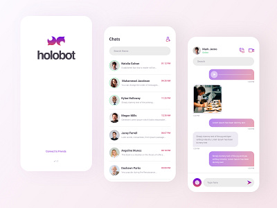 Chatbot - holobot app appui bot chat chat app chatbot chating dating app design minimal support ui uiux