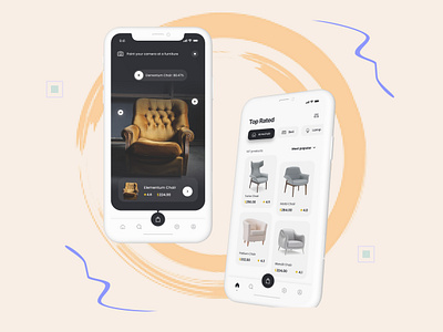 Top Rated Chair Listing Screen 3d mockup app design app mockup design graphic design mobile app design ui